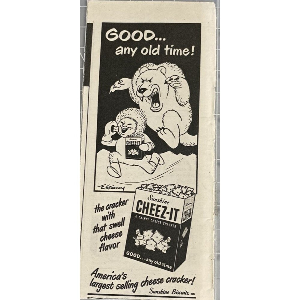 Sunshine CHEEZ-IT Crackers "Good Any Old Time" Vintage Print Ad 1951
